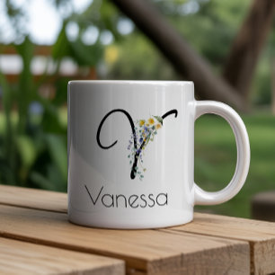 Grande Tasse Aquarelle monogramme de l'employeur du cadeau de r