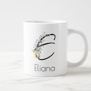 Grande Tasse Aquarelle monogramme de l'employeur du cadeau de r