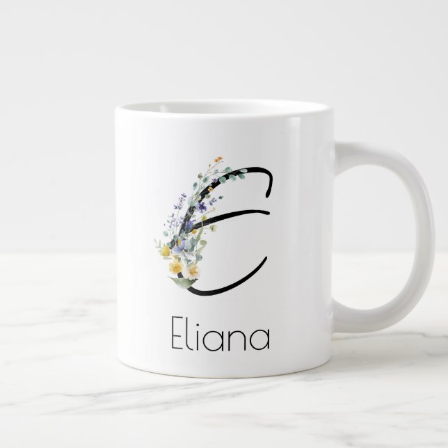 Grande Tasse Aquarelle monogramme de l'employeur du cadeau de r (Droite)