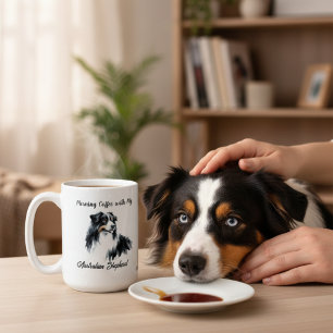 Grande Tasse Aquarelle noire Berger Australien personnaliser