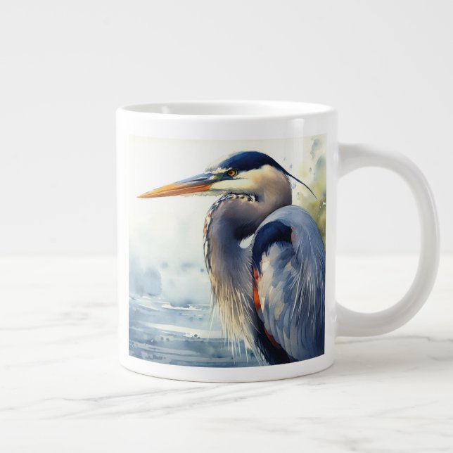 Grande Tasse Aquarelle originale Great Blue Heron Bird (Droite)