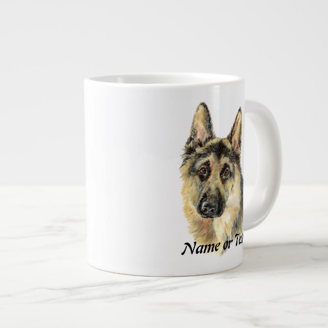 Grande Tasse Aquarelle personnalisée Chien de compagnie berger  (Devant droit)