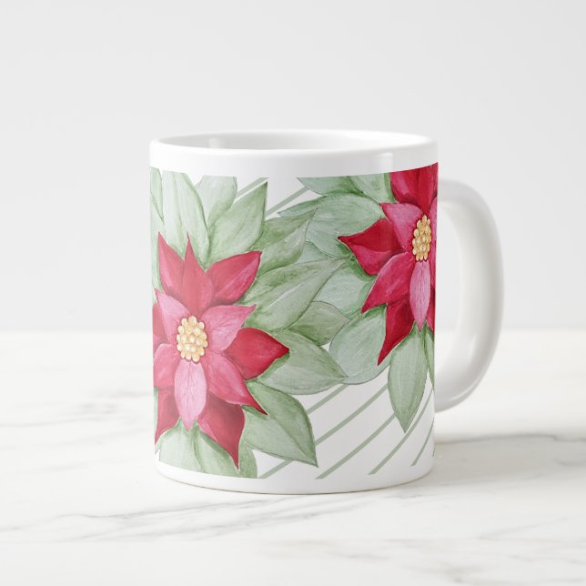 Grande Tasse Aquarelle Star de Noël Poinsettia (Devant droit)