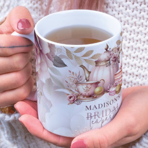 Grande Tasse Aquarelle Thé nuptiale Douche rose pastel