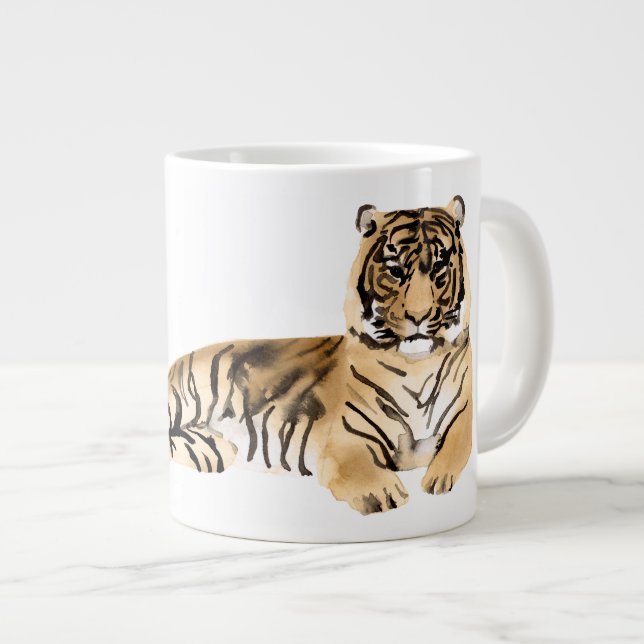 Grande Tasse Aquarelle Tiger Repose (Devant droit)