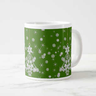 Grande Tasse Arbre de Noël blanc orné et flocons de neige