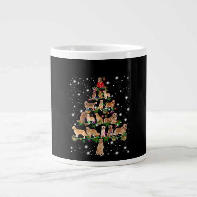 Grande Tasse Arbre de Noël Golden Retriever Couvert Par Flash (Devant)