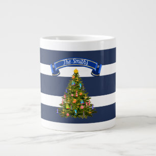 Grande Tasse Arbre de Noël nautique personnalisé