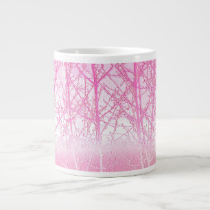 Grande Tasse Arbres brumeux givrés en pêche et rose
