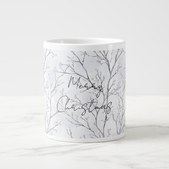 Grande Tasse Arbres d'hiver en argent Noël (Devant)