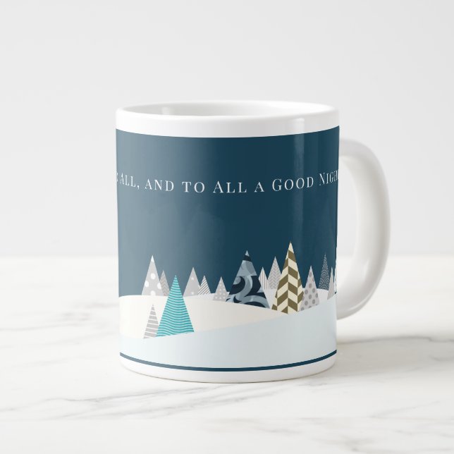 Grande Tasse Arbres modernes paysage de Noël Editable dire (Devant droit)