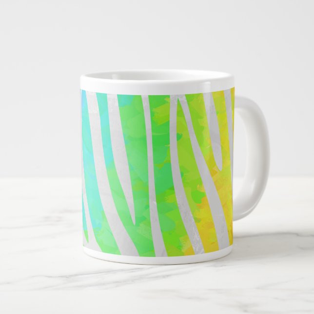 Grande Tasse Arc-en-ciel zèbre et imprimé blanc (Devant droit)