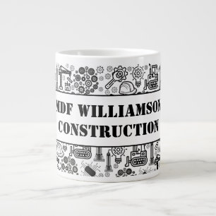 Grande Tasse Architectural Blueprint Engineer noir et blanc