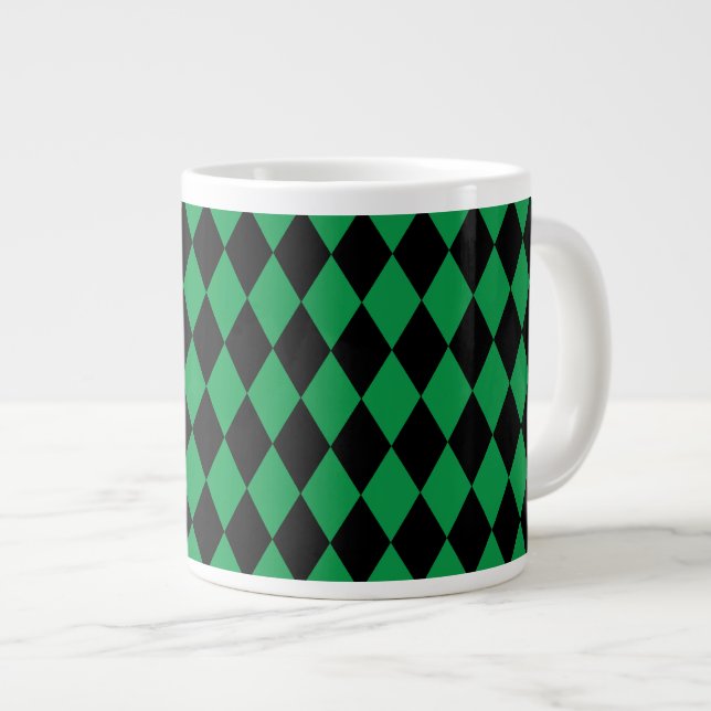 Grande Tasse Arlequin vert et noir (Devant droit)