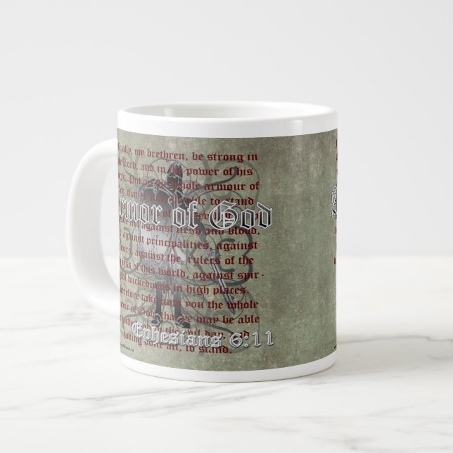 Grande Tasse Armure de Dieu, Éphésiens 6:10-18, Soldat chrétien (Devant gauche)