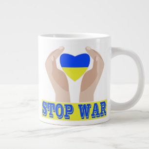 Grande Tasse Arrêtez la guerre Le coeur du drapeau ukrainien en