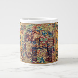 Grande Tasse Art à motif d'éléphant vintage et antique