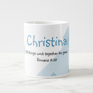 Grande Tasse Art Abstrait Bleu Blanc Citation Inspirante de la