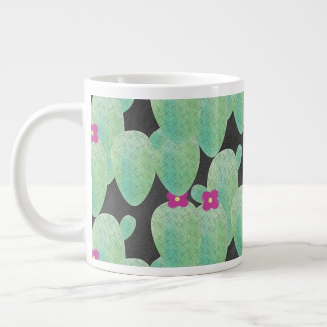 Grande Tasse Art Cactus Fleur Rose (Gauche)