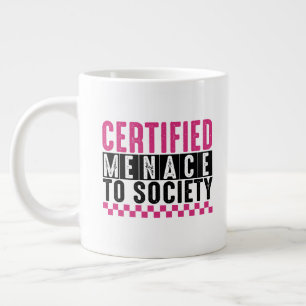 Grande Tasse Art de mots de société de menace certifiée drôle