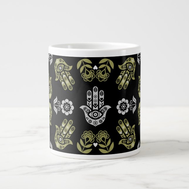 Grande Tasse Art de protection de la main Hamsa (Devant)