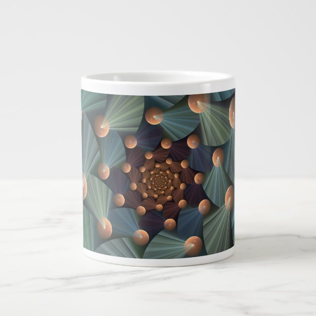Grande Tasse Art Fractal Abstrait Avec Profondeur Bleu Brown Ar (Devant)