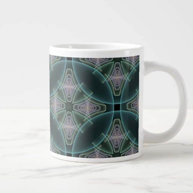 Grande Tasse Art graphique géométrique fractal sarcelle moderne (Droite)