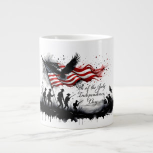Grande Tasse Art patriotique du 4 juillet avec drapeau et solda