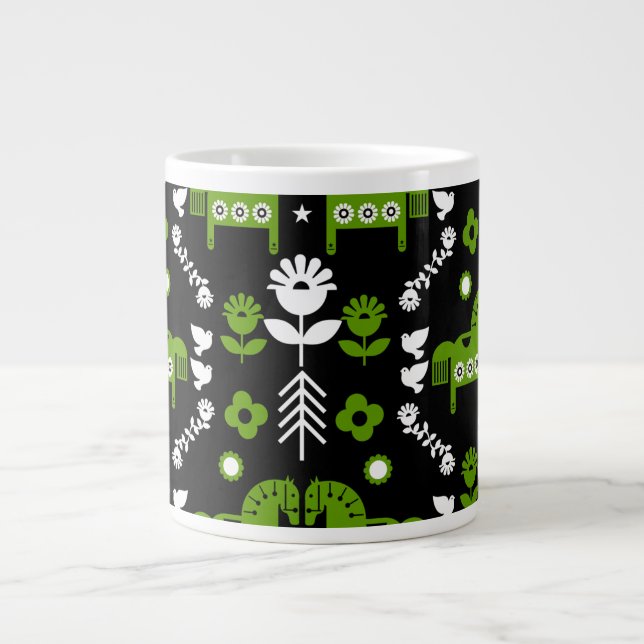 Grande Tasse Art populaire de cheval scandinave (Devant)