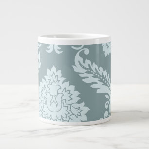 Grande Tasse Art Rococo Damassé I Bleu Canard+Turquoise