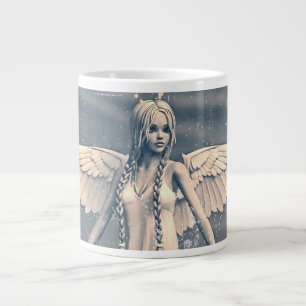 Grande Tasse Art vintage de l'ange gardien arc-en-ciel
