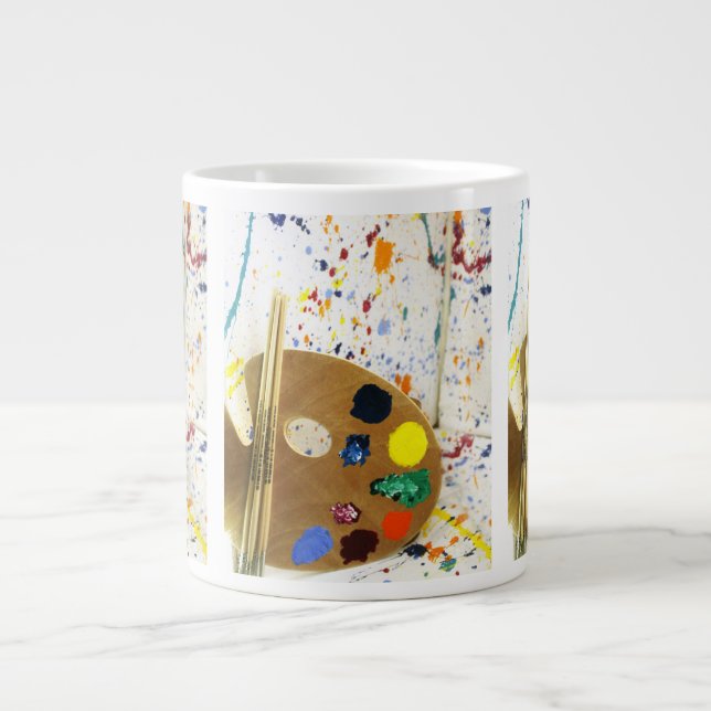 Grande Tasse Artistes Peinture Splatter et Palette de Peinture (Devant)