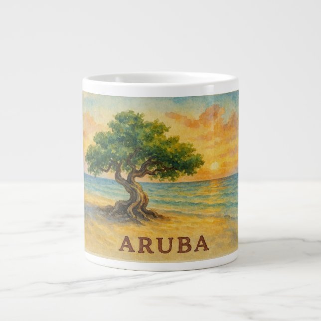 Grande Tasse Aruba Eagle Beach Divi Tree Heure Dorée (Devant)
