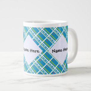Grande Tasse Aruba et drapeau arubéen personnalisés en mosaïque