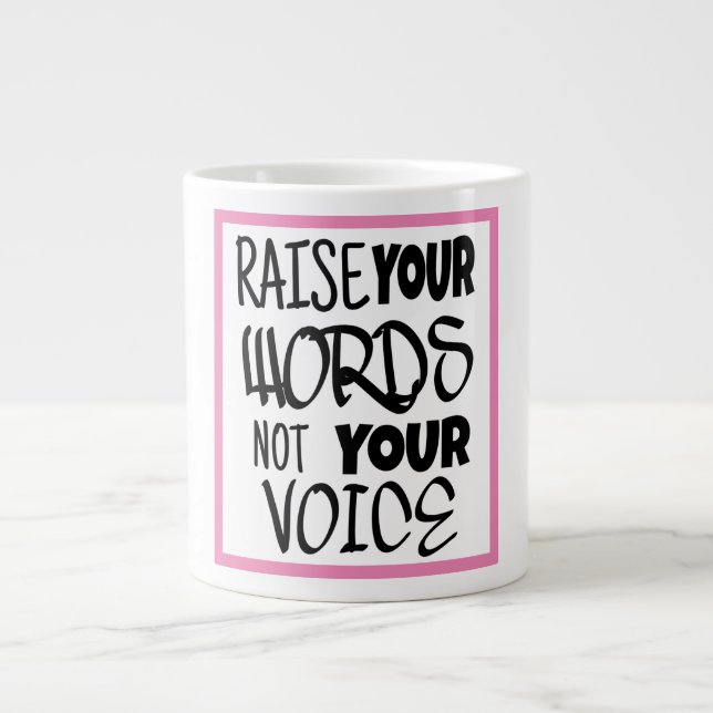 Grande Tasse Augmentez vos mots une citation motivante Spéciali (Devant)