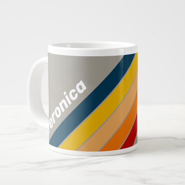 Grande Tasse Aurora Arcade rayée avec nom (Devant gauche)