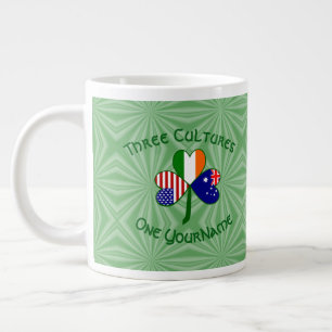 Grande Tasse Australie Irlande Drapeaux USA Trèfle Votre Nom Es