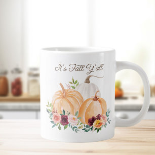 Grande Tasse Automne Citrouilles et fleurs d'automne