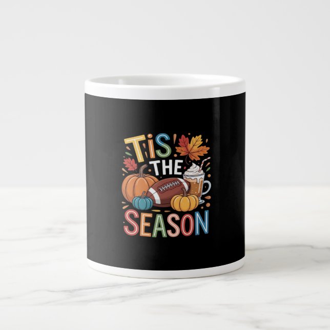 Grande Tasse Automne Football Automne Citrouille Lover café (Devant)