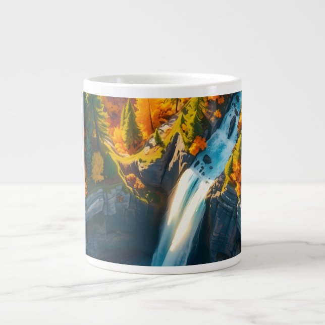 Grande Tasse Autumn Canyon Waterfall – Vibrant Fall Forest Land (Devant)