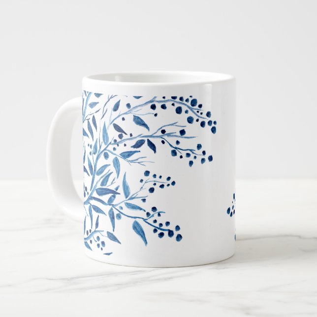 Grande tasse avec dessin à l'aquarelle Branches Bl (Devant gauche)