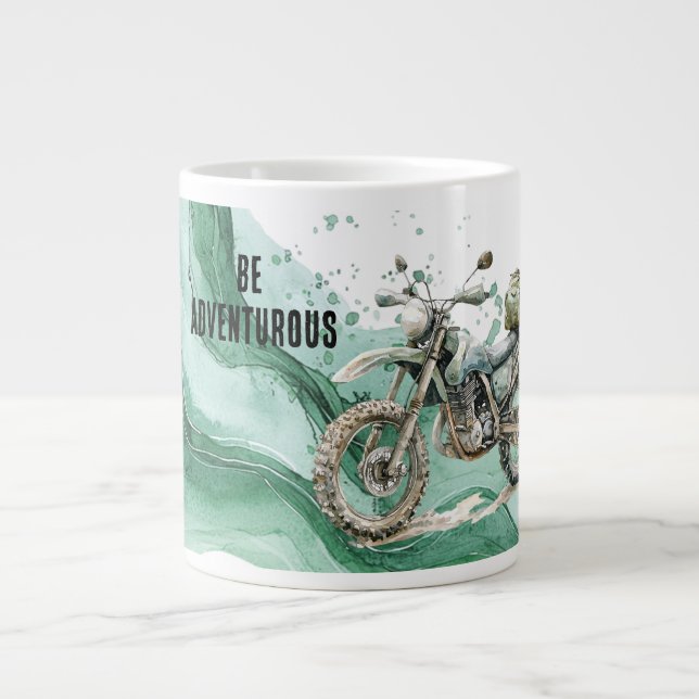 Grande Tasse Aventure en moto verte (Devant)