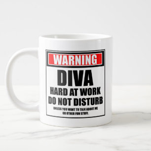 Grande Tasse Avertissement Diva Dur Au Travail Ne Disturbe Pas