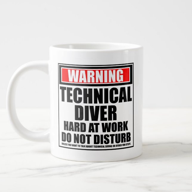 Grande Tasse Avertissement Diver technique dur au travail (Gauche)