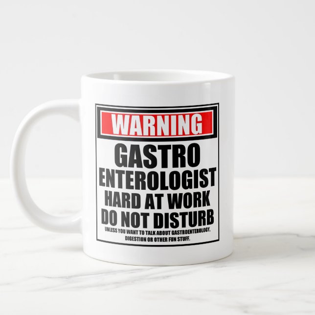 Grande Tasse Avertissement Gastroentologiste Dur Au Travail (Gauche)