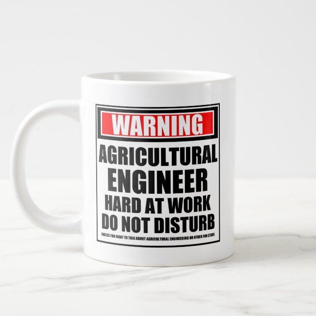 Grande Tasse Avertissement Ingénieur Agricole Dur Au Travail (Gauche)