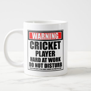 Grande Tasse Avertissement Joueur De Cricket Dur Au Travail Ne