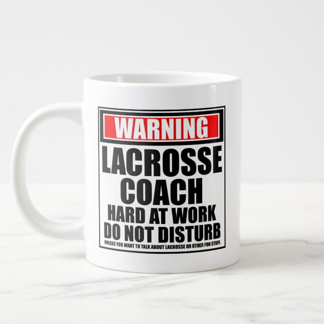Grande Tasse Avertissement Lacrosse Entraîneur Dur Au Travail N (Gauche)
