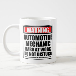 Grande Tasse Avertissement Mécanique Automobile Dur Au Travail