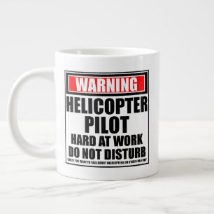Grande Tasse Avertissement Pilote D'Hélicoptère Dur Au Travail